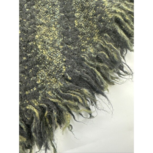 Branigan Weavers Wool Cape Poncho Sweater Full Zip Green Black Striped One Size - Picture 12 of 13